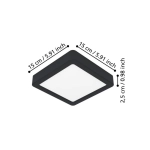 FUEVA 6 Plafon LED 7W 2700/4000/6500K czarny kwadratowy / oprawa natynkowa 901302 EGLO