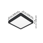 FUEVA 6 Plafon LED 10,5W 2700/4000/6500K czarny kwadratowy / oprawa natynkowa 901303 EGLO