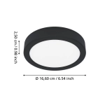 FUEVA 6 Plafon LED 7,5W 2700/4000/6500K IP44 czarny okrągły / oprawa natynkowa 901324 EGLO
