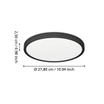 FUEVA 6 Plafon LED 14,2W 2700/4000/6500K IP44 czarny okrągły / oprawa natynkowa 901326 EGLO