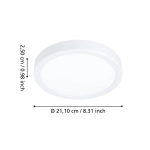 FUEVA 6 Plafon LED 11,5W 2700/4000/6500K IP44 biały okrągły / oprawa natynkowa 901333 EGLO