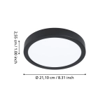 FUEVA 6-Z Plafon LED 11,2W RGB+TW IP44 czarny okrągły / oprawa natynkowa 901372 EGLO