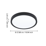 FUEVA 6-Z Plafon LED 14,3W RGB+TW IP44 czarny okrągły / oprawa natynkowa 901373 EGLO