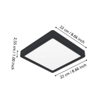 FUEVA 6-Z Plafon LED 10,5W RGB+TW IP44 czarny kwadratowy / oprawa natynkowa 901374 EGLO