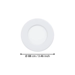 FUEVA 6 Oprawa wpuszczana LED 3,7W 2700/4000/6500K biała 8,8 cm 901395 EGLO