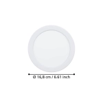 FUEVA 6 Oprawa wpuszczana LED 10,5W 2700/4000/6500K biała 16,8 cm 901397 EGLO