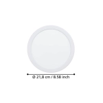 FUEVA 6 Oprawa wpuszczana LED 18,5W 2700/4000/6500K biała 21,6 cm 901398 EGLO