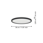 ROVITO oprawa sufitowa Plafon LED 30cm IP44 Czarny okrągły 901438 EGLO