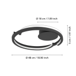 MEZZOMONTE Lampa sufitowa LED CCT / ściemnialna czarna Ø48cm 901821 EGLO