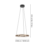 MEZZOMONTE Lampa wisząca LED CCT / ściemnialna Brąz Ø48cm 901826 EGLO