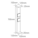 ANTHRACITE BOLLARD 70cm 8W WW IP65 3000K 230V 2x SCHUKO 1000w each 67508B/AN/W ONE LIGHT