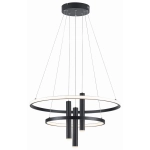 Lampa wisząca Amanda LED czarny mat Ringi i tuby włączane osobno 343005-30 REALITY