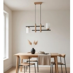 Lampa wisząca Arysto 2xE27 czarna jasne drewno 62551 ALFA