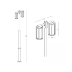 E339 OUTDOOR LAMP POST 2XE27 MAX 15W ALUMINIUM BLACK IP65 Zambelis Lights