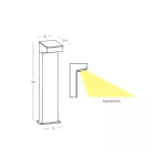 E418 OUTDOOR BOLLARD LED LIGHT 12W 3000K GRAPHITE ASYMMETRIC BEAM ANGLE IP65 Zambelis Lights