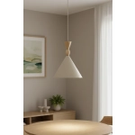 Lampa wisząca Feryt 1xE27 beżowa/drewniana 61596 ALFA