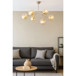 Lampa wisząca GOLEM 6xE14 beżowa + złoto 63394 ALFA
