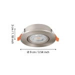 BARRANCO Oprawa do zabudowy LED-CCT Ø90 Nikiel mat 902267 EGLO