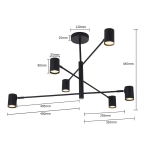 Lampa sufitowa czarna SNOW 6 LP-731/6P BK LIGHT PRESTIGE