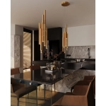 Lampa Wisząca Organic 10x Złoto Szczotkowane Mała Ściemnialna P0524d MaxLight