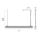 Lampa Wisząca Fayette 121CM 20W 3000K Czarny IP44 P0621 MaxLight