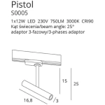 PISTOL S0005 OPRAWA DO SZYNOPRZEWODU BIAŁA MaxLight - zdjęcie dodatkowe 2