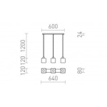 DADOS III 60 wisząca szkło opalowe/nikiel mat 230V LED E27 3x11W R14019 Rendl light studio