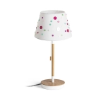 KEITH/DELISA stołowa z USB biała guziki/buk 230V LED E27 11W R14037 Rendl light studio