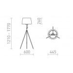 LUTON/RIDICK podłogowa błyszcząca czarna folia złota/czarna/metal 230V LED E27 15W R14066 Rendl light studio