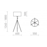 LUTON/RON 55 podłogowa Polycotton czarna/czarna/metal 230V LED E27 15W R14068 Rendl light studio