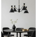 Lampa wisząca SILVA 4xE27 + 4xGU10 czarna złota 63367 ALFA