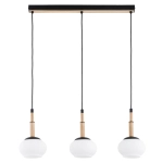 Lampa wisząca Ceres 3xE14 czarna jasne drewno 62595 ALFA