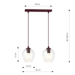 Lampa wisząca ISTAR 2 BURGUND TRANSPARENT 1784/2 EMIBIG - zdjęcie dodatkowe 3