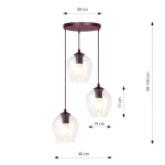 Lampa wisząca ISTAR 3PREM BURGUND TRANSPARENT 1784/3PREM EMIBIG - zdjęcie dodatkowe 2