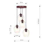 Lampa wisząca ISTAR 4PREM BURGUND TRANSPARENT 1784/4PREM EMIBIG - zdjęcie dodatkowe 3