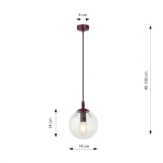 Lampa wisząca COSMO 1 BURGUNDY TRANSPARENT 1788/1 EMIBIG - zdjęcie dodatkowe 5