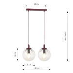 Lampa wisząca COSMO 2 BURGUNDY TRANSPARENT 1788/2 EMIBIG - zdjęcie dodatkowe 2