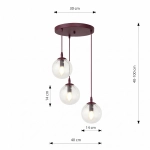 Lampa wisząca COSMO 3PREM BURGUNDY TRANSPARENT 1788/3PREM EMIBIG - zdjęcie dodatkowe 3