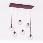 Lampa wisząca COSMO 6 BURGUNDY TRANSPARENT 1788/6 EMIBIG - zdjęcie produktu