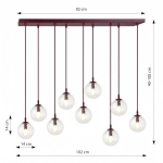 Lampa wisząca COSMO 9 BURGUNDY TRANSPARENT 1788/9 EMIBIG - zdjęcie dodatkowe 4