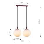 Lampa wisząca COSMO 2 BURGUNDY OPAL 1789/2 EMIBIG - zdjęcie dodatkowe 2