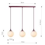 Lampa wisząca COSMO 3 BURGUNDY OPAL 1789/3 EMIBIG - zdjęcie dodatkowe 3