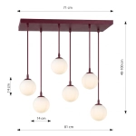 Lampa wisząca COSMO 6 BURGUNDY OPAL 1789/6 EMIBIG - zdjęcie dodatkowe 3