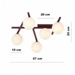 Lampa sufitowa SMART 5 BURGUNDY OPAL 1795/5 EMIBIG - zdjęcie dodatkowe 5