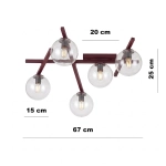 Lampa sufitowa SMART 5 BURGUNDY TRANSPARENT 1796/5 EMIBIG - zdjęcie dodatkowe 4