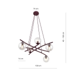 Lampa wisząca ESSA 5 BURGUNDY TRANSPARENT 1800/5 EMIBIG - zdjęcie dodatkowe 2
