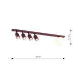 Lampa sufitowa BASTER 5 BURGUNDY OPAL 1816/5 EMIBIG - zdjęcie dodatkowe 4