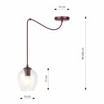 Lampa wisząca LEVEL 1 BURGUNDY TRANSPARENT 1819/1 EMIBIG - zdjęcie dodatkowe 4