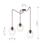 Lampa wisząca LEVEL 3 BURGUNDY TRANSPARENT 1819/3 EMIBIG - zdjęcie dodatkowe 3