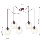 Lampa wisząca LEVEL 5 BURGUNDY TRANSPARENT 1819/5 EMIBIG - zdjęcie dodatkowe 3